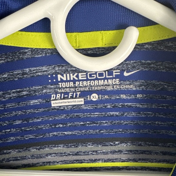 Nike Golf Polo Mens XL Tour Performance Striped Blue Lightweight - Picture 3 of 10